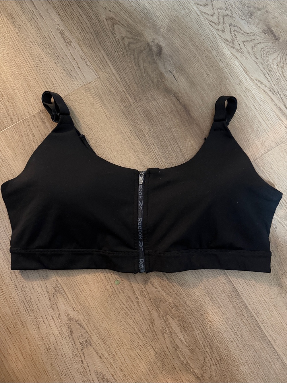 Reebok Black Front-Zip Performance Sports Bra